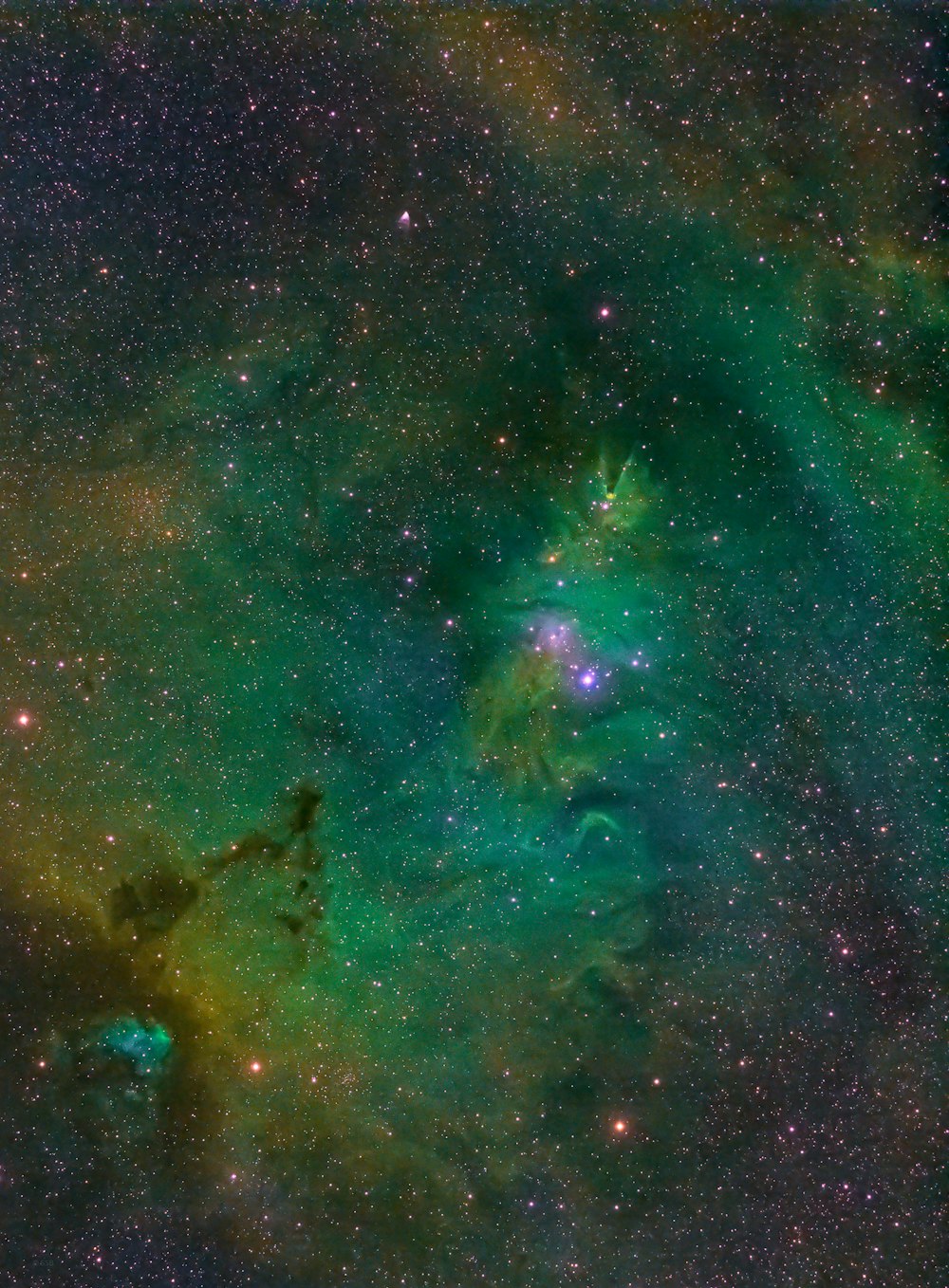 illustration de galaxie verte et noire