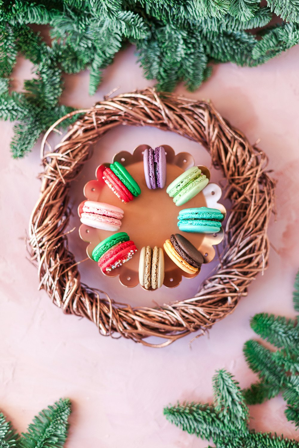 brown woven basket with assorted color medicine capsules