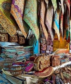 assorted color scarf on display