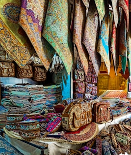 assorted color scarf on display