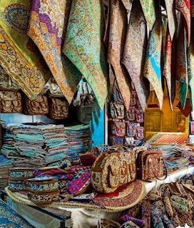 assorted color scarf on display