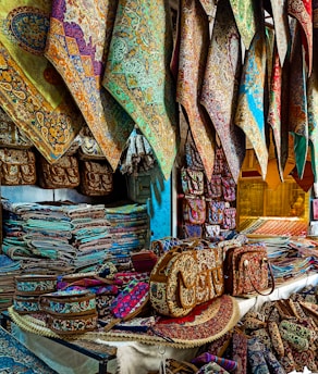 assorted color scarf on display