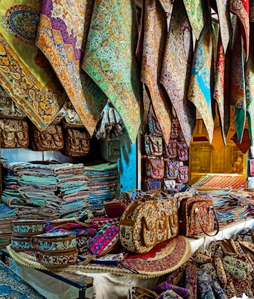 assorted color scarf on display