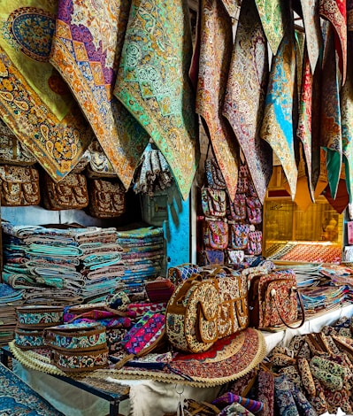 assorted color scarf on display