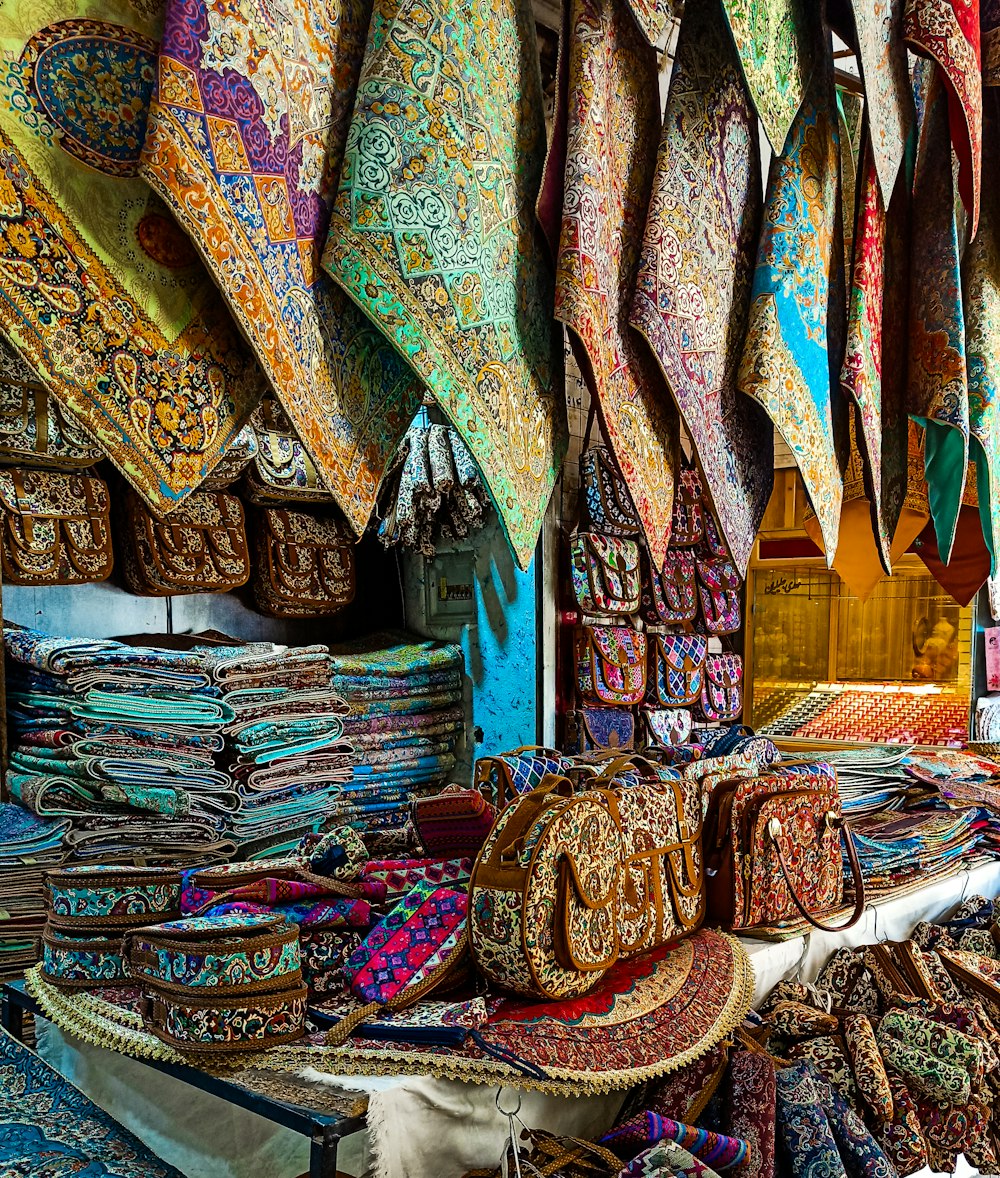 assorted color scarf on display