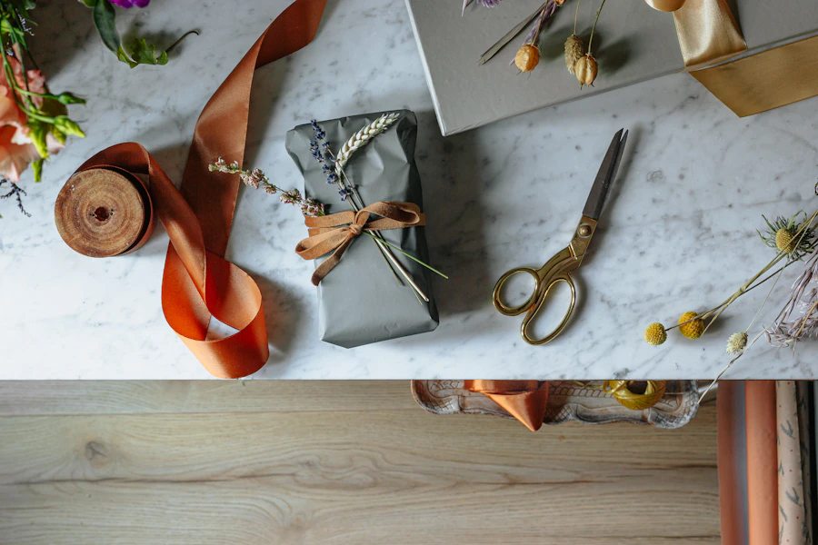 Gift boxes being wrapped