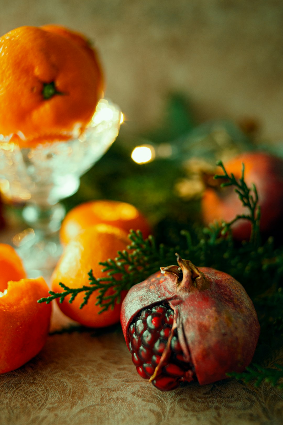 red and yellow fruit on brown wooden table