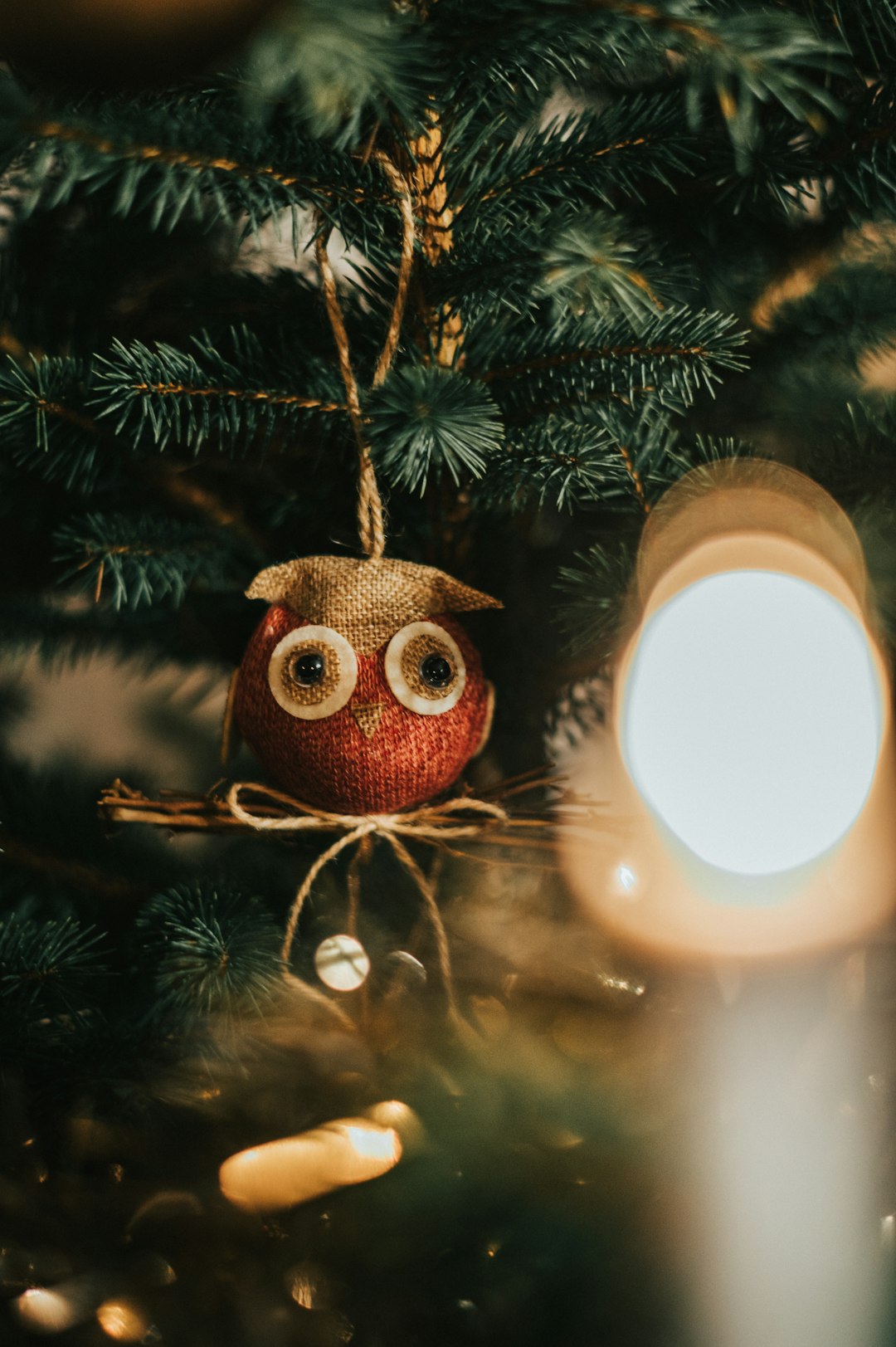 red and brown owl ornament