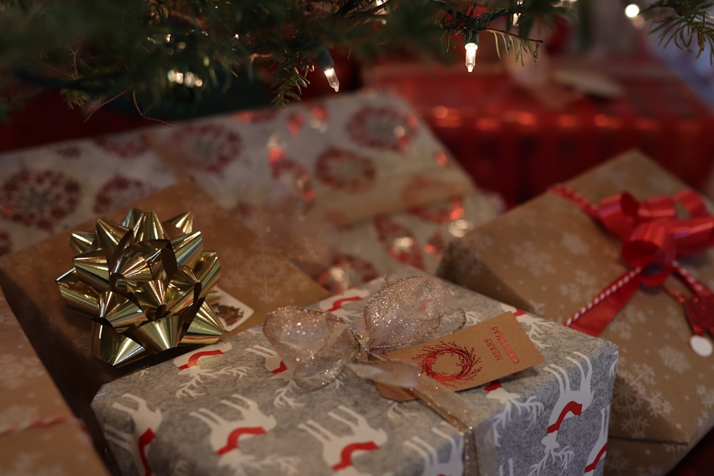 brown and white gift wrapper