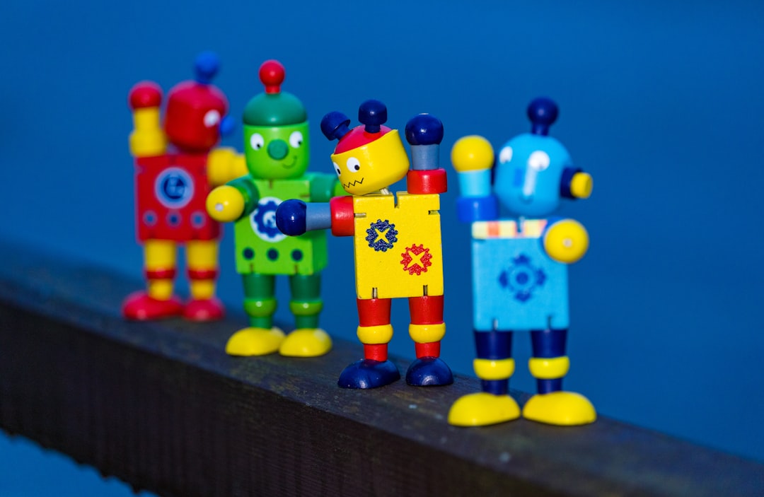 blue yellow and red lego toys
