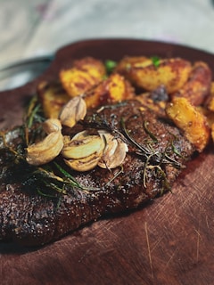 cooked food on brown wooden table