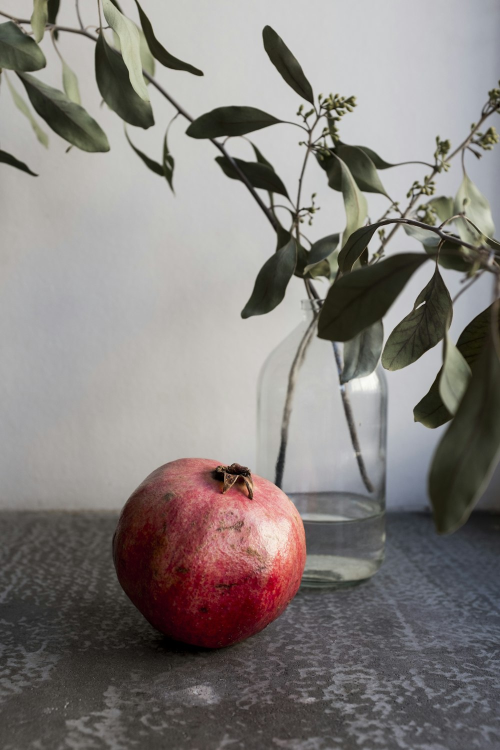 rote Apfelfrucht auf klarer Glasschale