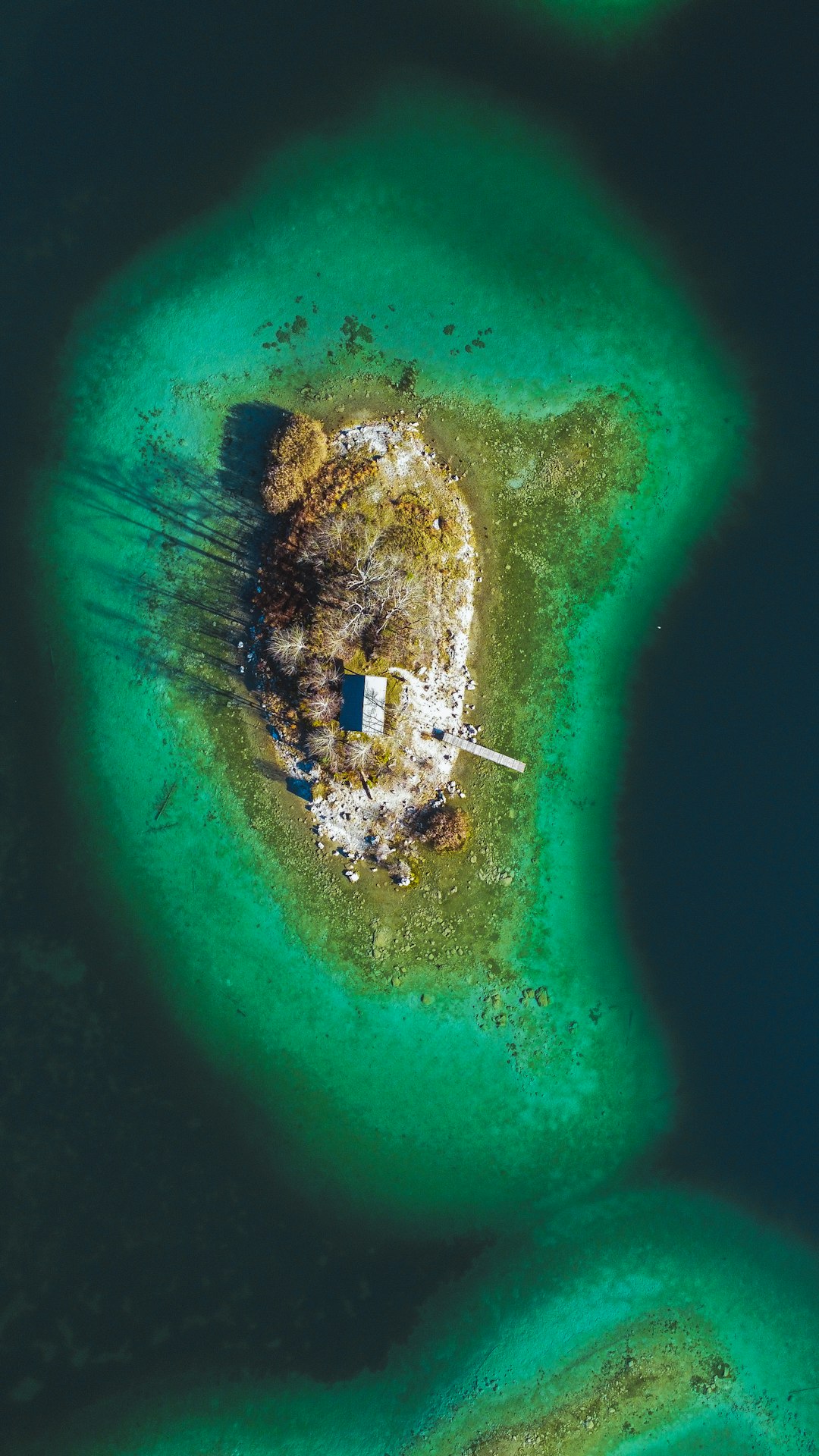 aerial view of green and brown island