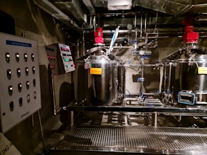 stainless steel industrial machine inside room