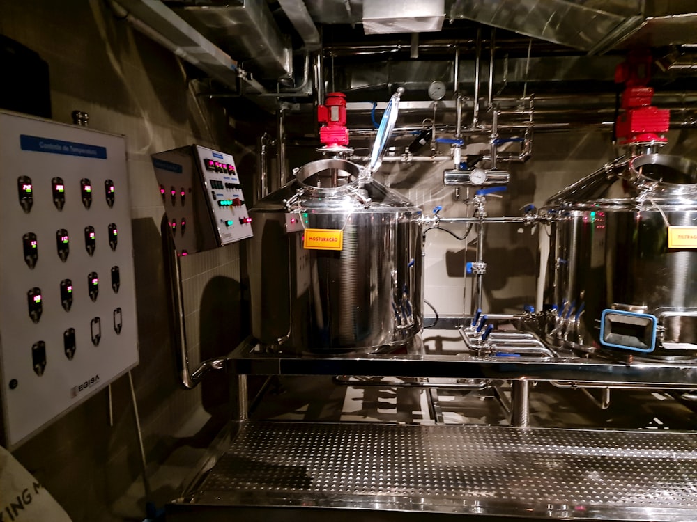 stainless steel industrial machine inside room