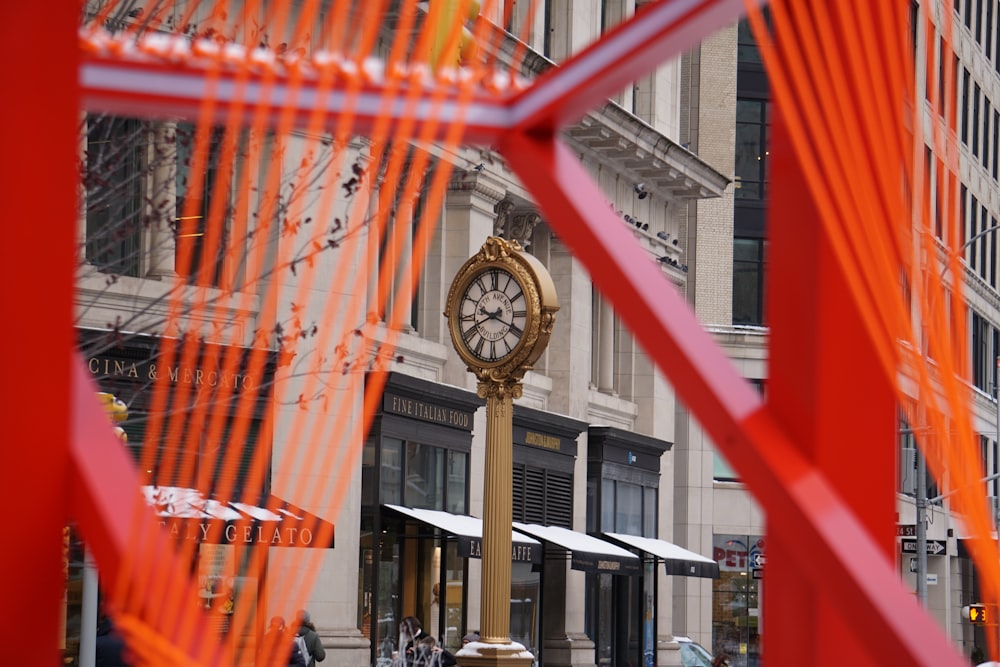 orange and white building with clock