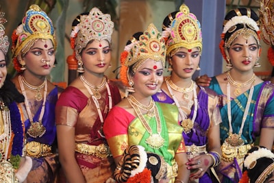 woman in pink and gold sari dress