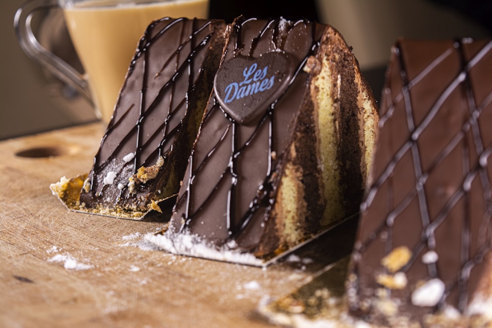 chocolate cake on brown wooden table