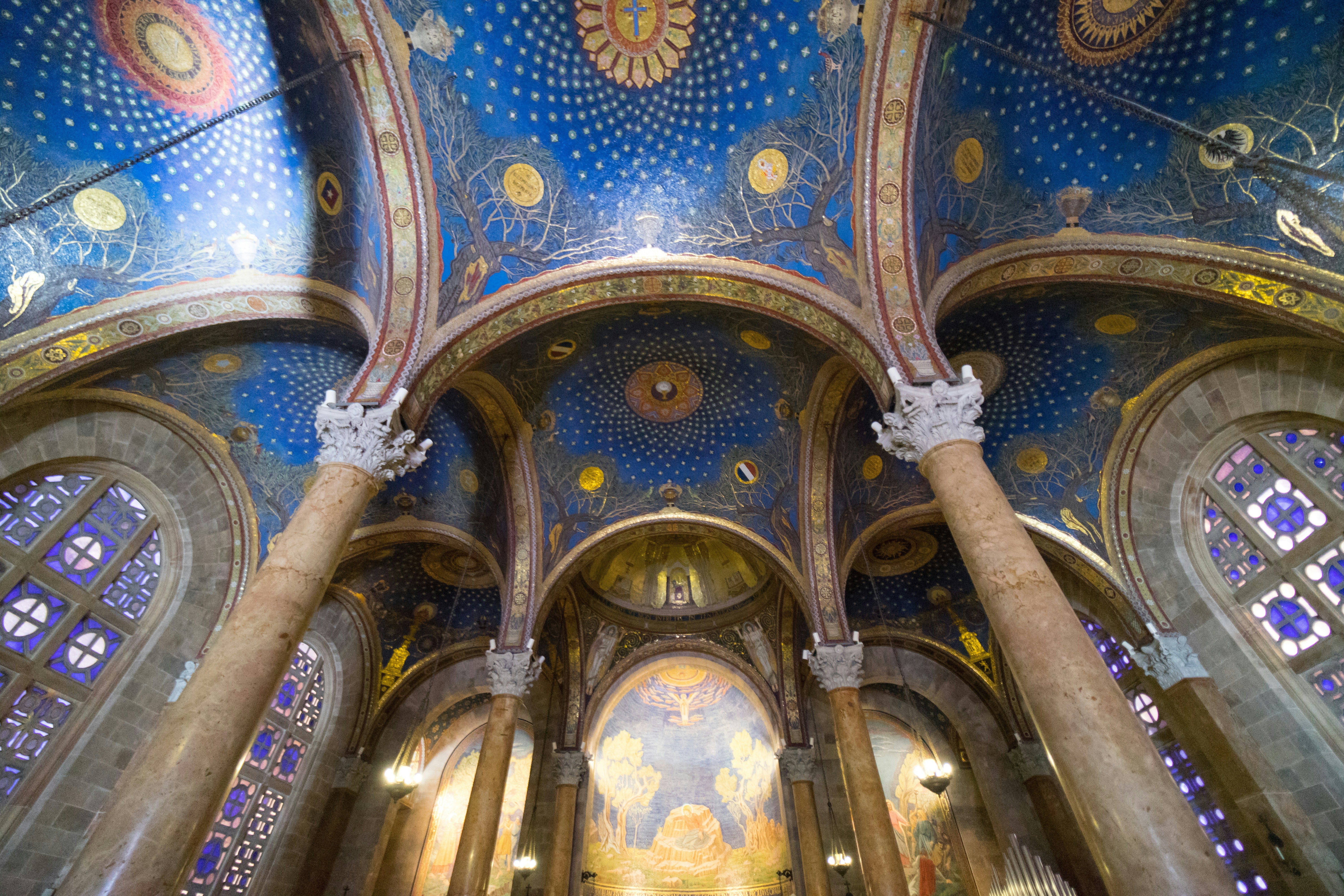 blue and gold cathedral ceiling