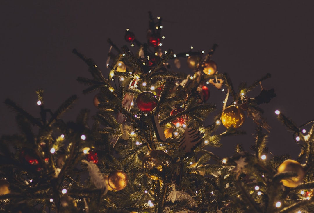 gold baubles on christmas tree