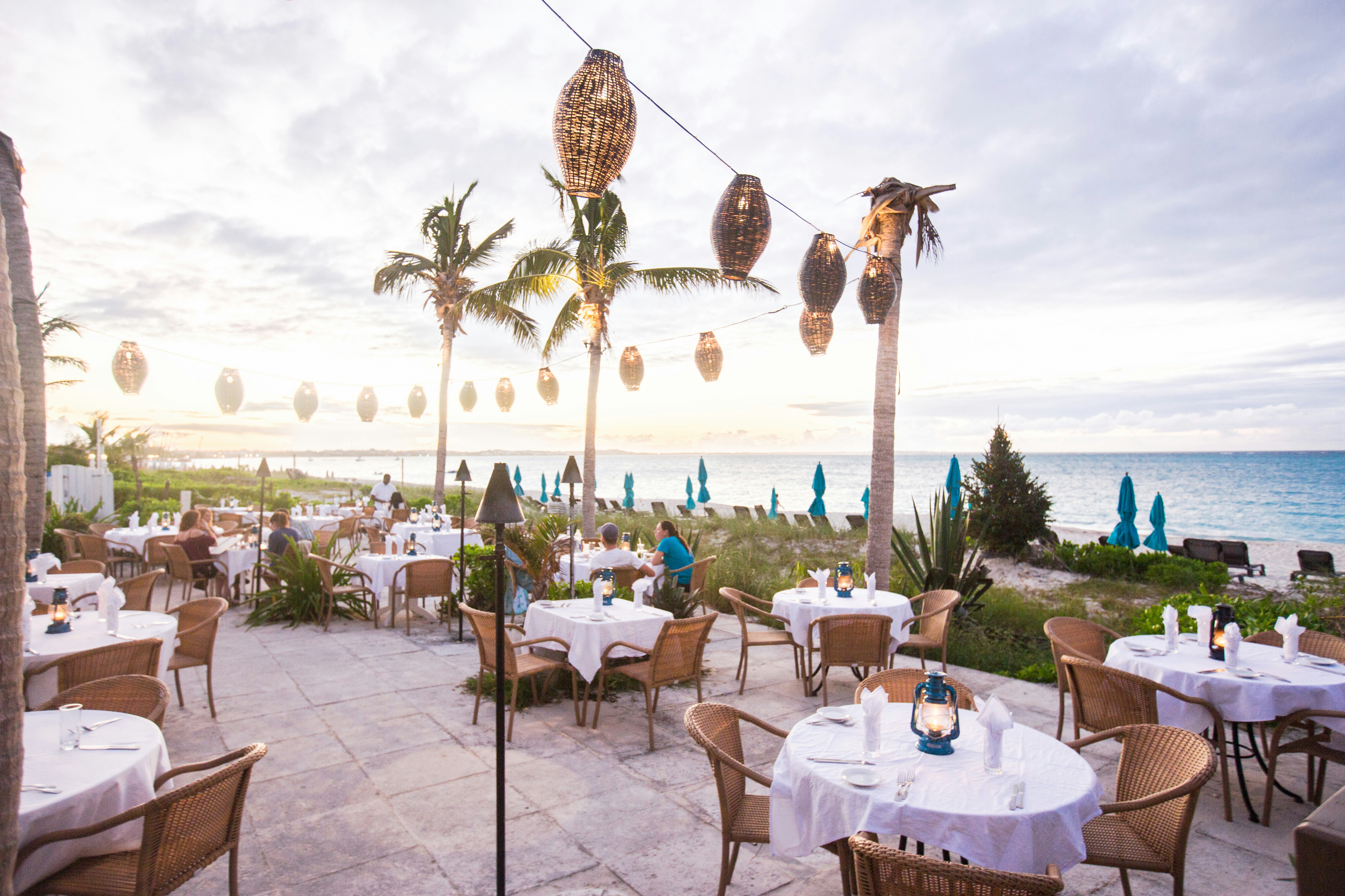 Beach dining setup