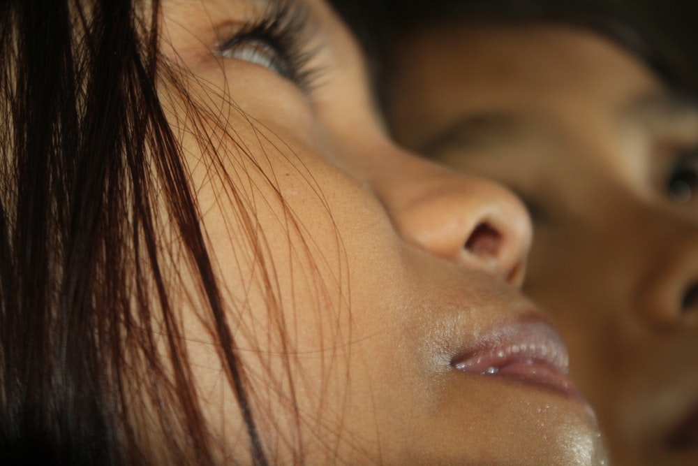 womans face in close up photography