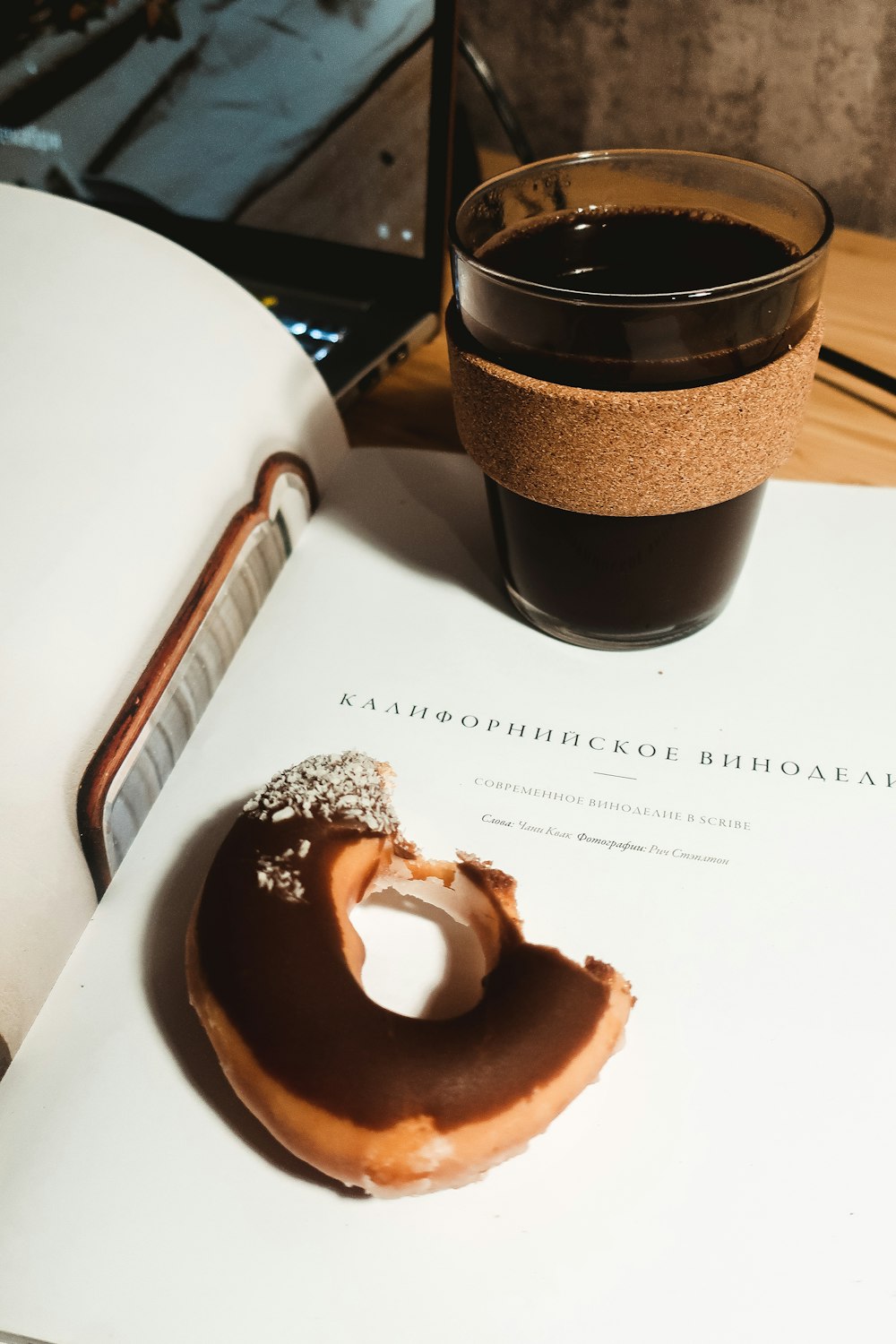 chocolate donut on white paper