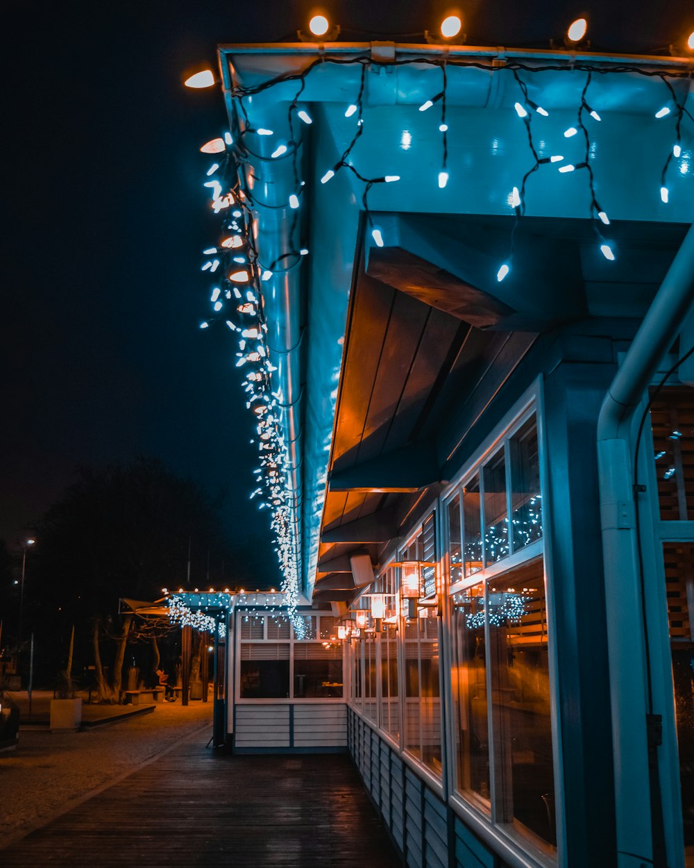 blue lighted building during night time