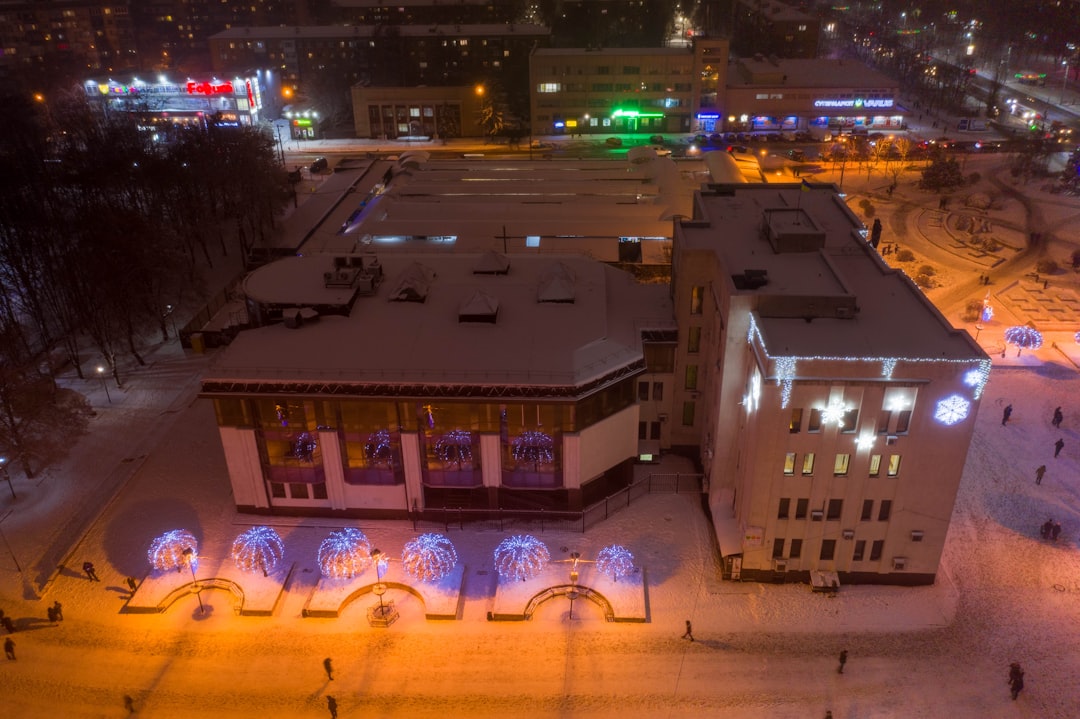 white concrete building during night time