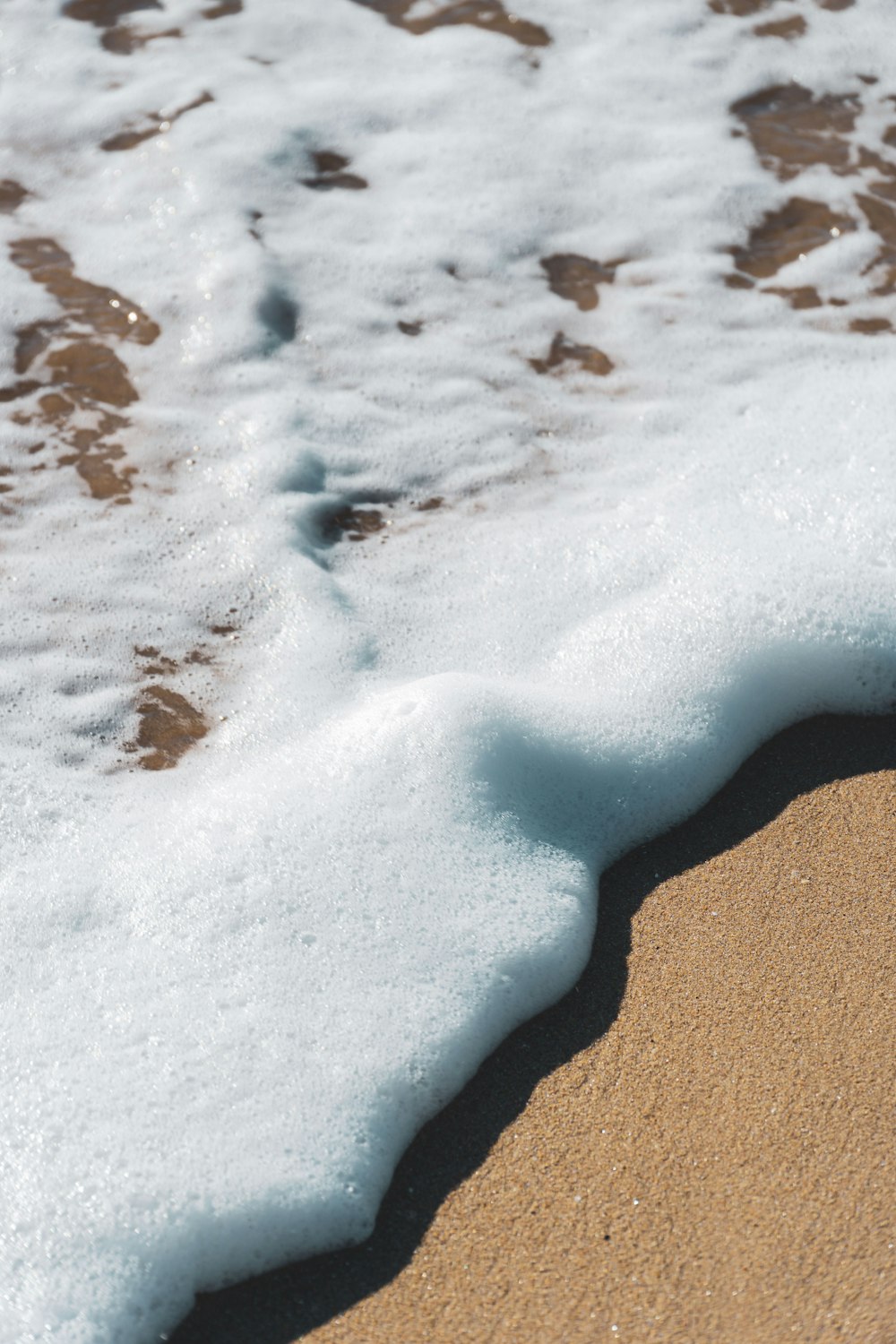 white snow on brown sand