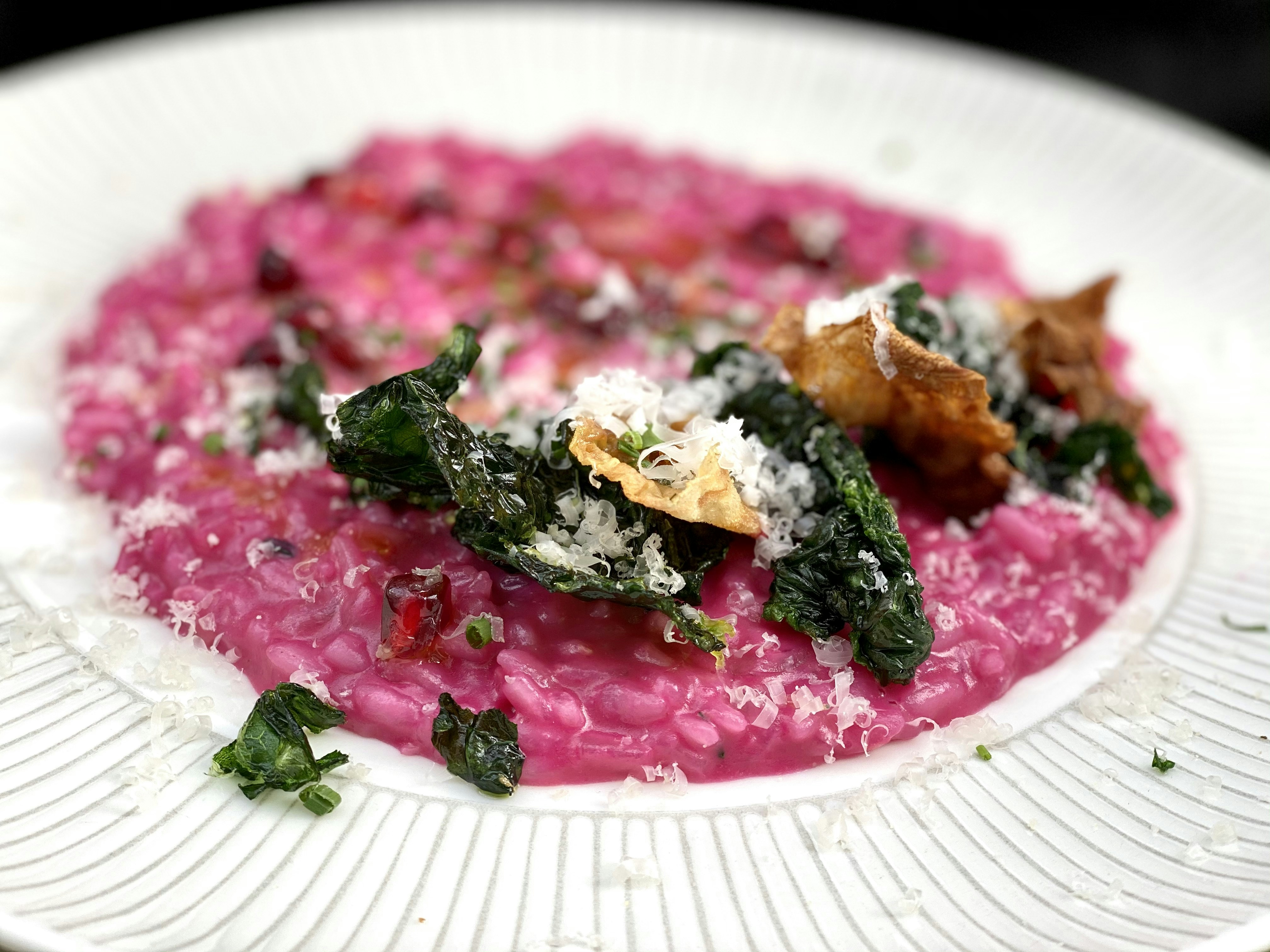 Beetroot risotto with greens