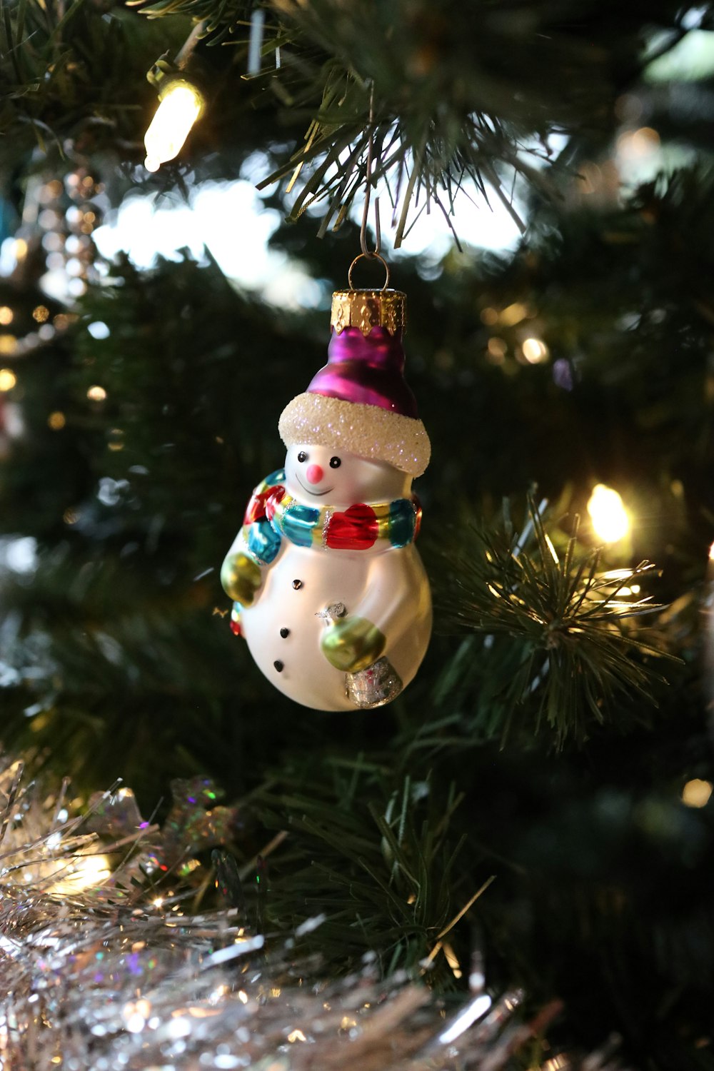 white and red snowman christmas ornament
