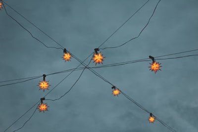 yellow and black string lights dull zoom background