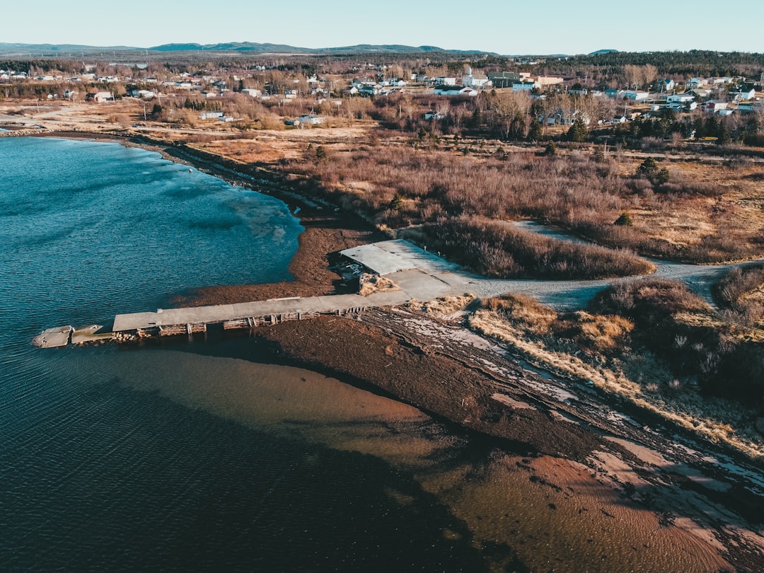 aerial view of city near body of water during daytime