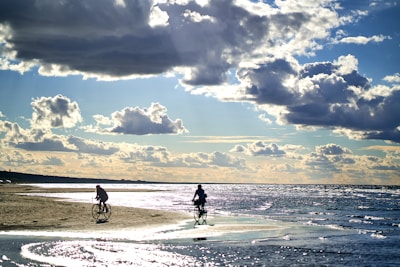 Cyclists enjoying a ride along the coast.