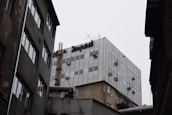 A commercial building with HVAC units on the roof.
