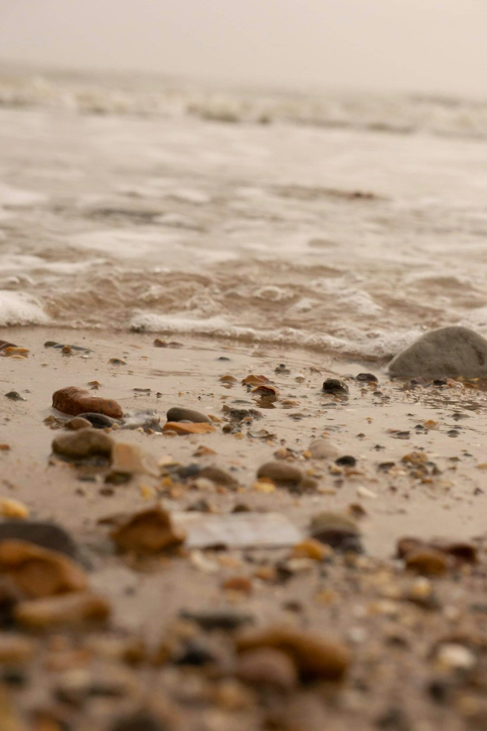 black stones on the shore