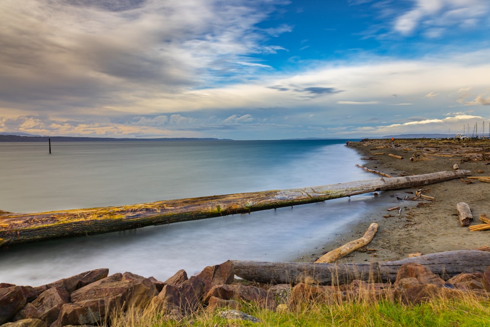 brown rocks near body of water under blue sky during daytime