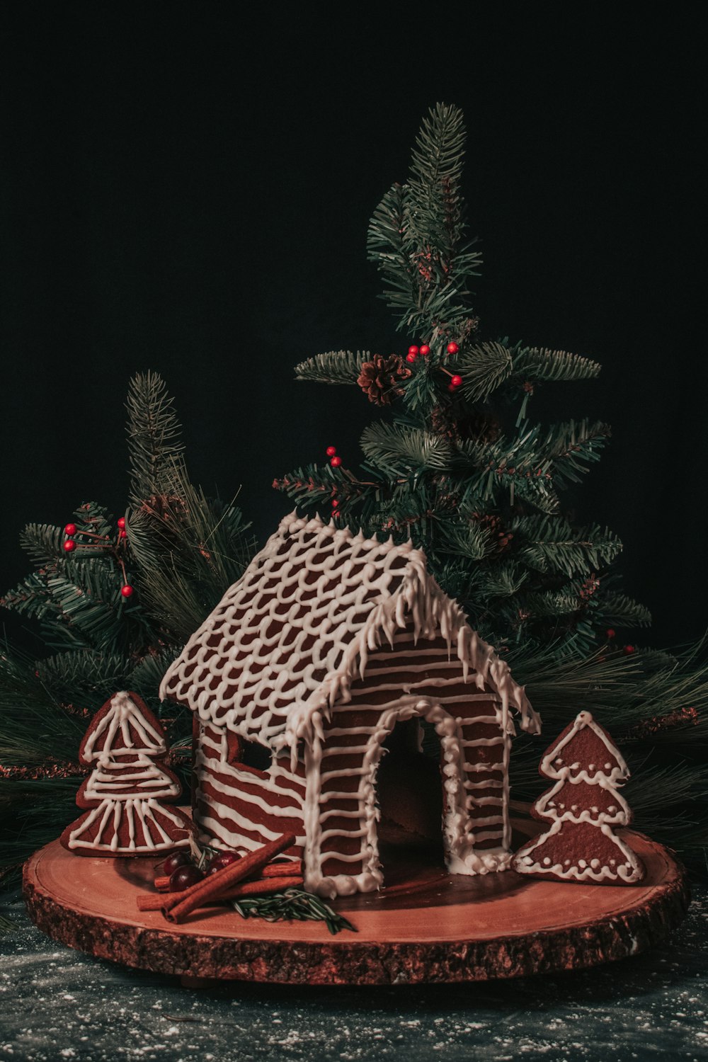 white and red christmas tree ornament