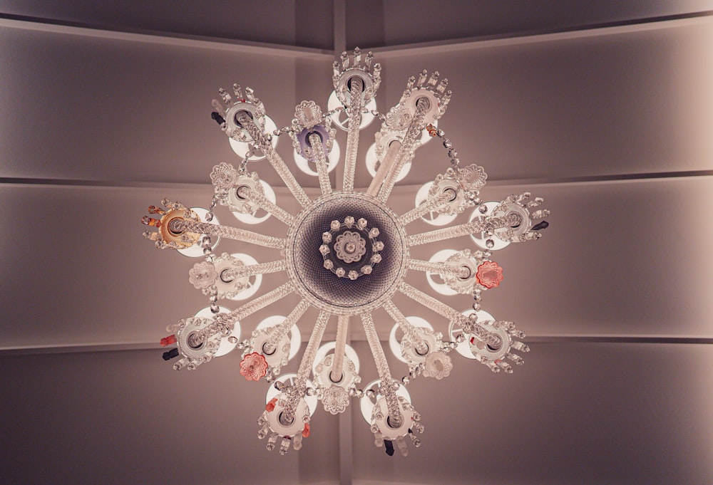 silver and white floral chandelier