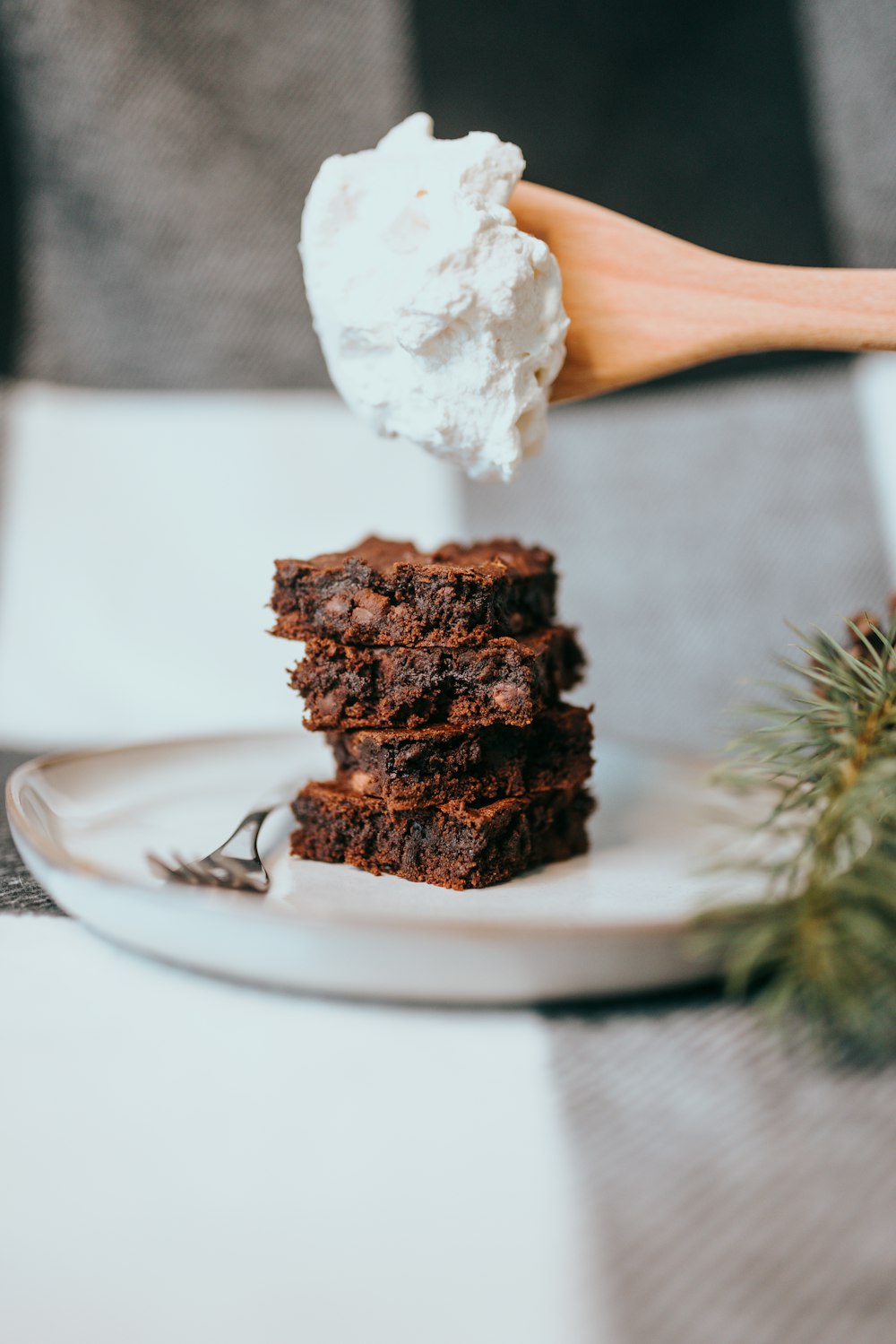 chocolate cake on white ceramic plate