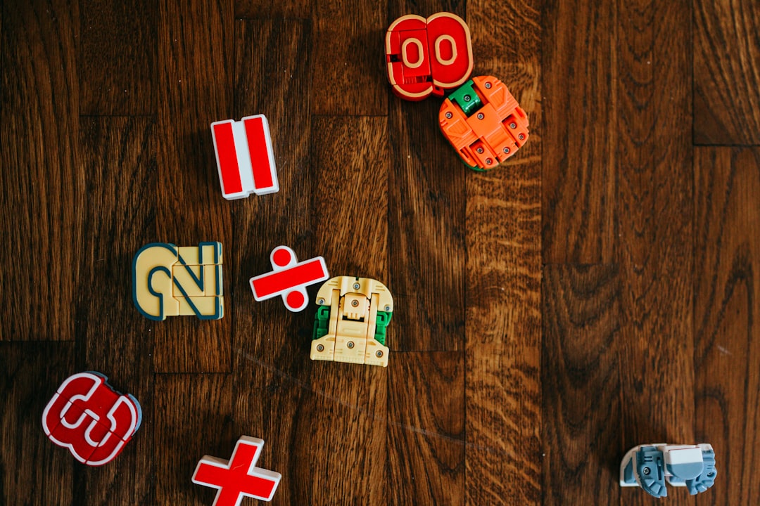 red and white letter blocks