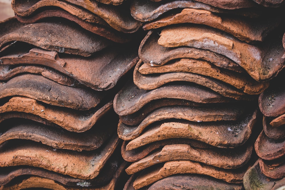 brown and black roof tiles