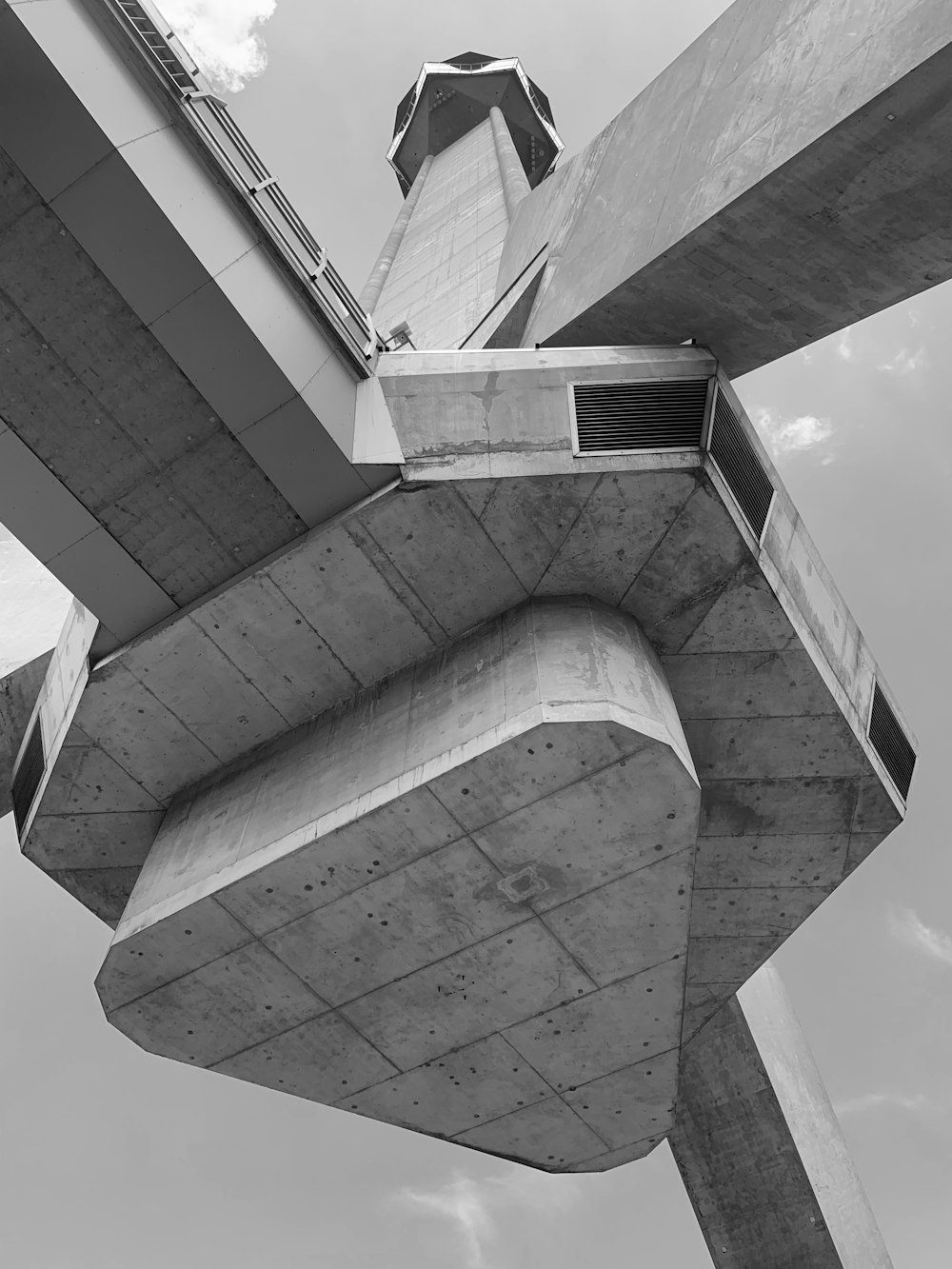 grayscale photo of concrete building