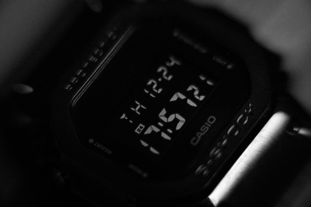 black digital watch at 10 00