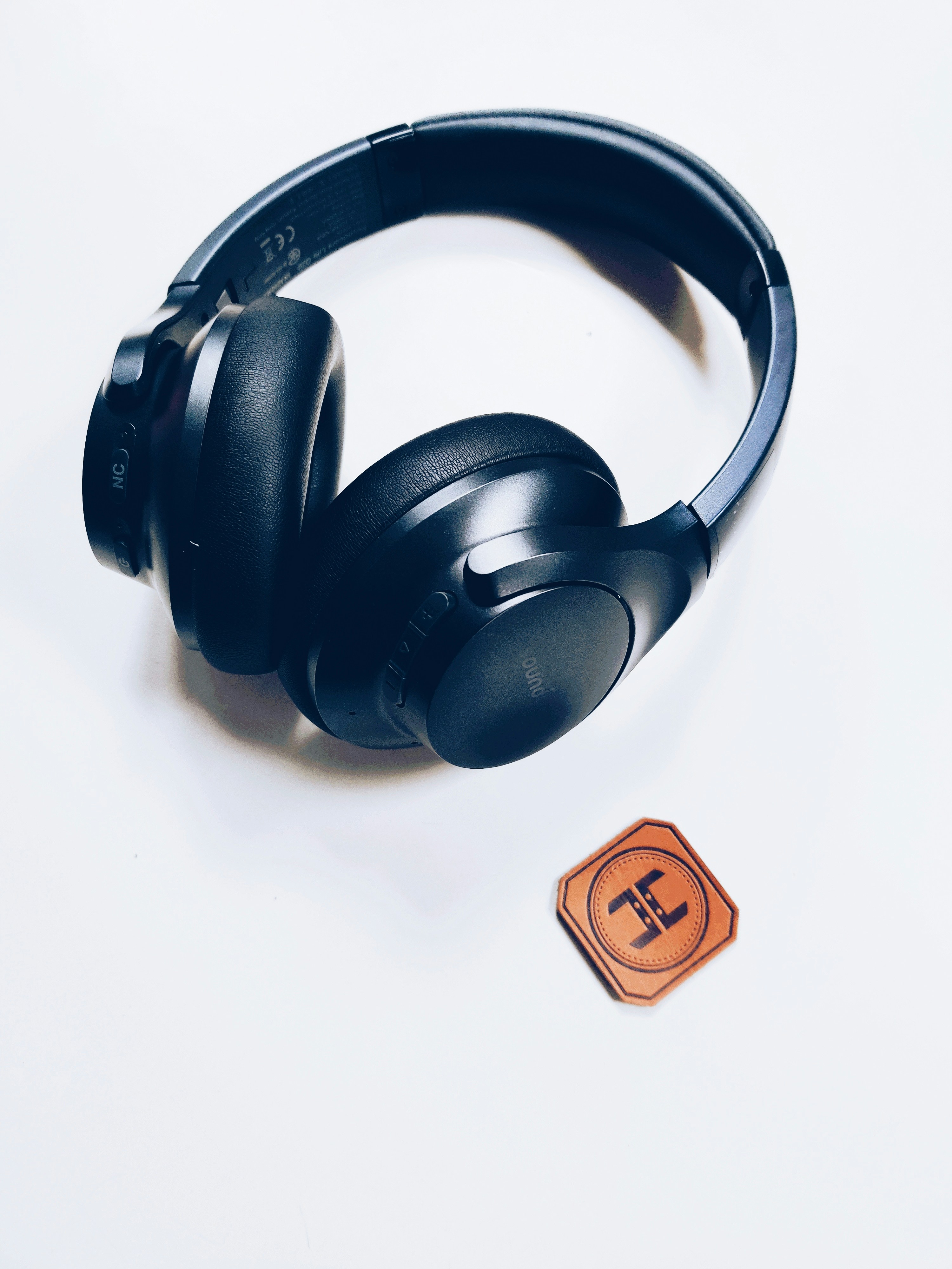 Premium over-ear headphones in natural brown leather