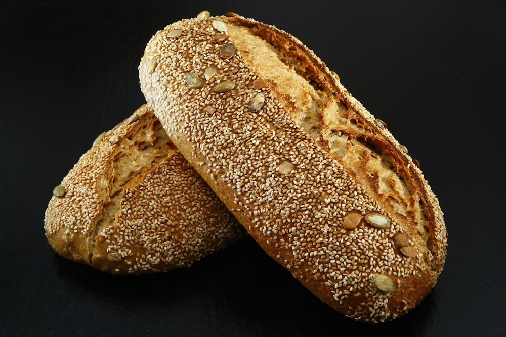 brown bread on black table