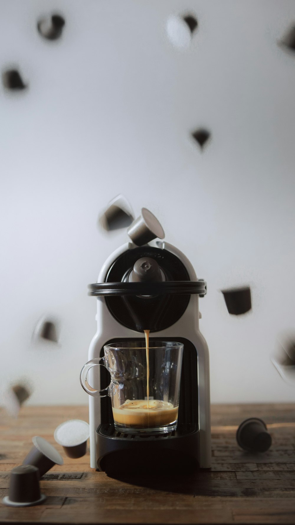 black and white coffee maker