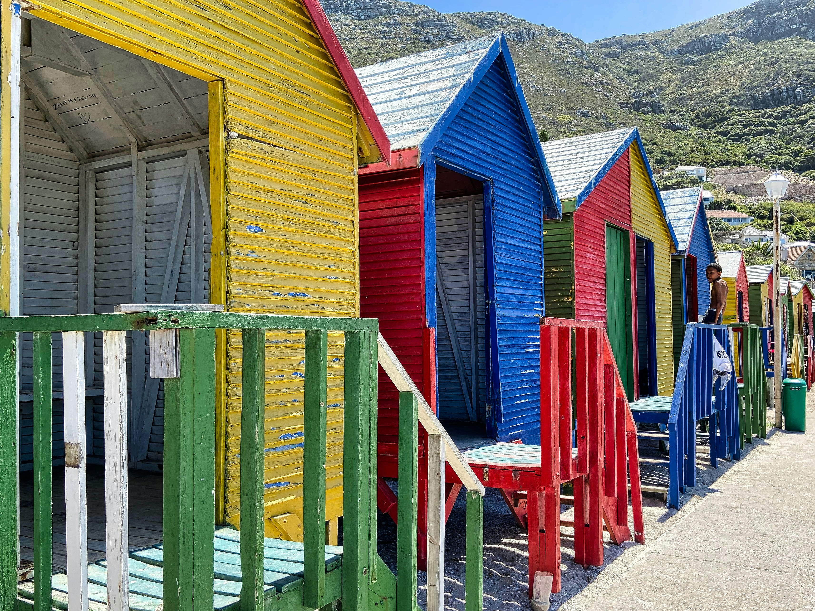 Color Houses at St James Beach in Cape Town, South Africa.