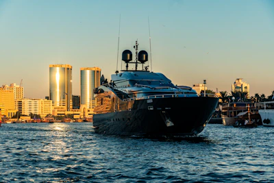 black and white ship on sea during daytime